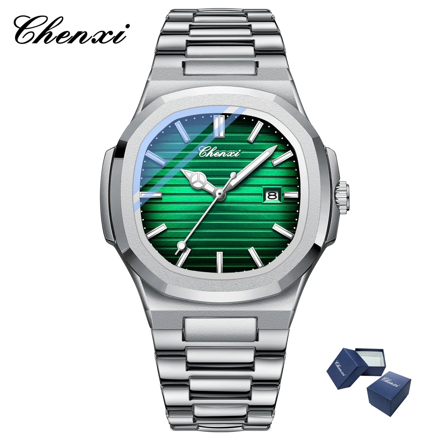 CHENXI 8222 Men's Quartz Watch Luxury Stainless Steel Wristwatch Waterproof Luminous Date Male Clock Watches Gift