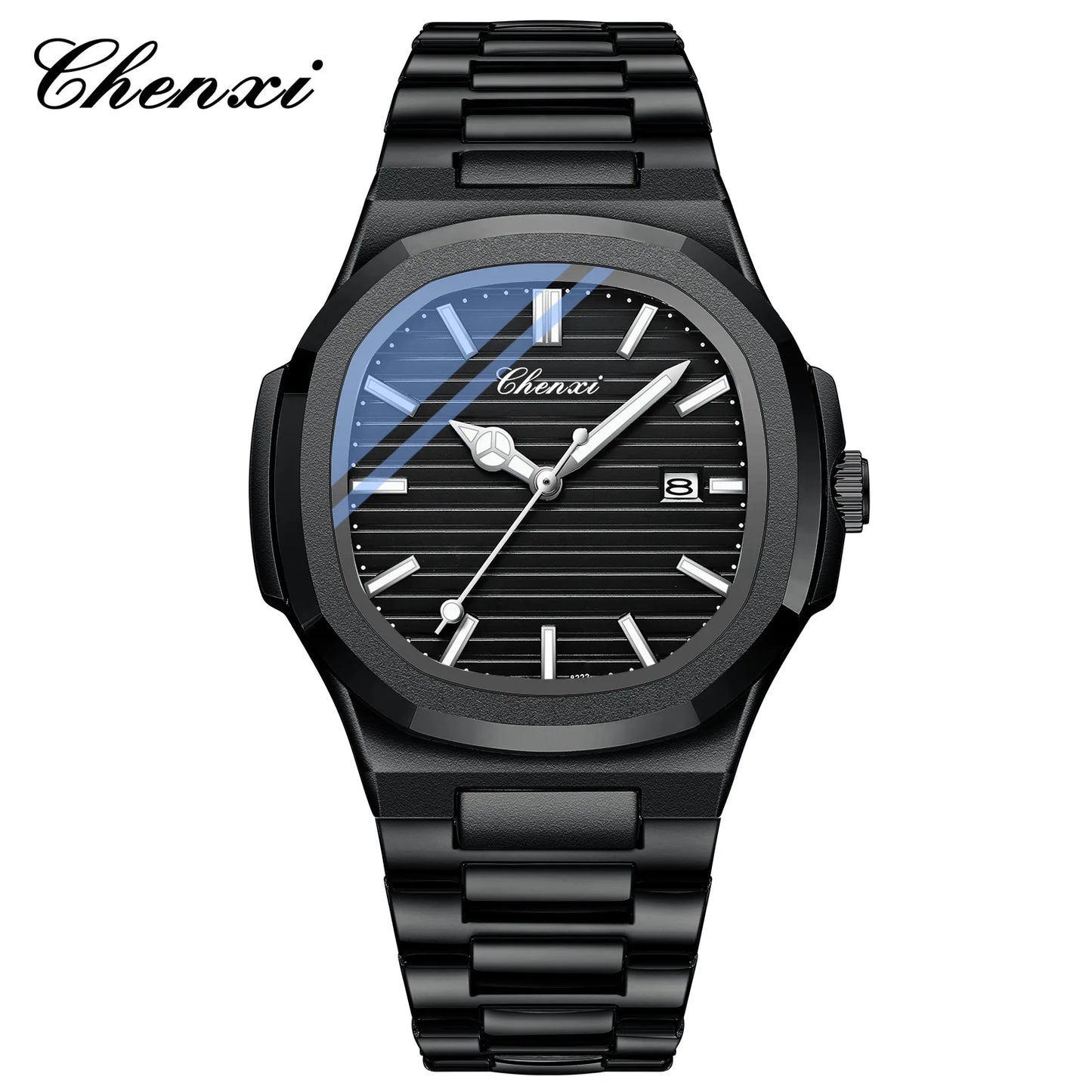 CHENXI 8222 Men's Quartz Watch Luxury Stainless Steel Wristwatch Waterproof Luminous Date Male Clock Watches Gift