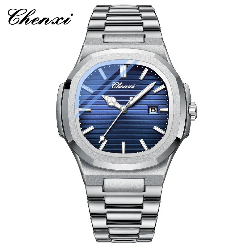 CHENXI 8222 Men's Quartz Watch Luxury Stainless Steel Wristwatch Waterproof Luminous Date Male Clock Watches Gift