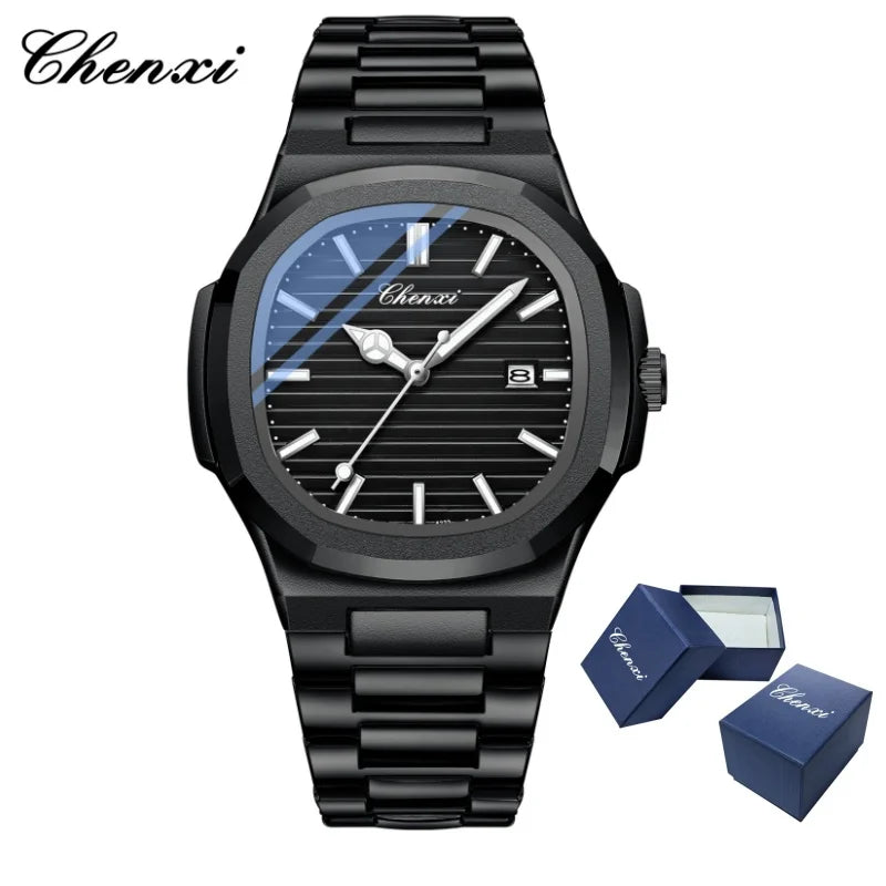 CHENXI 8222 Men's Quartz Watch Luxury Stainless Steel Wristwatch Waterproof Luminous Date Male Clock Watches Gift